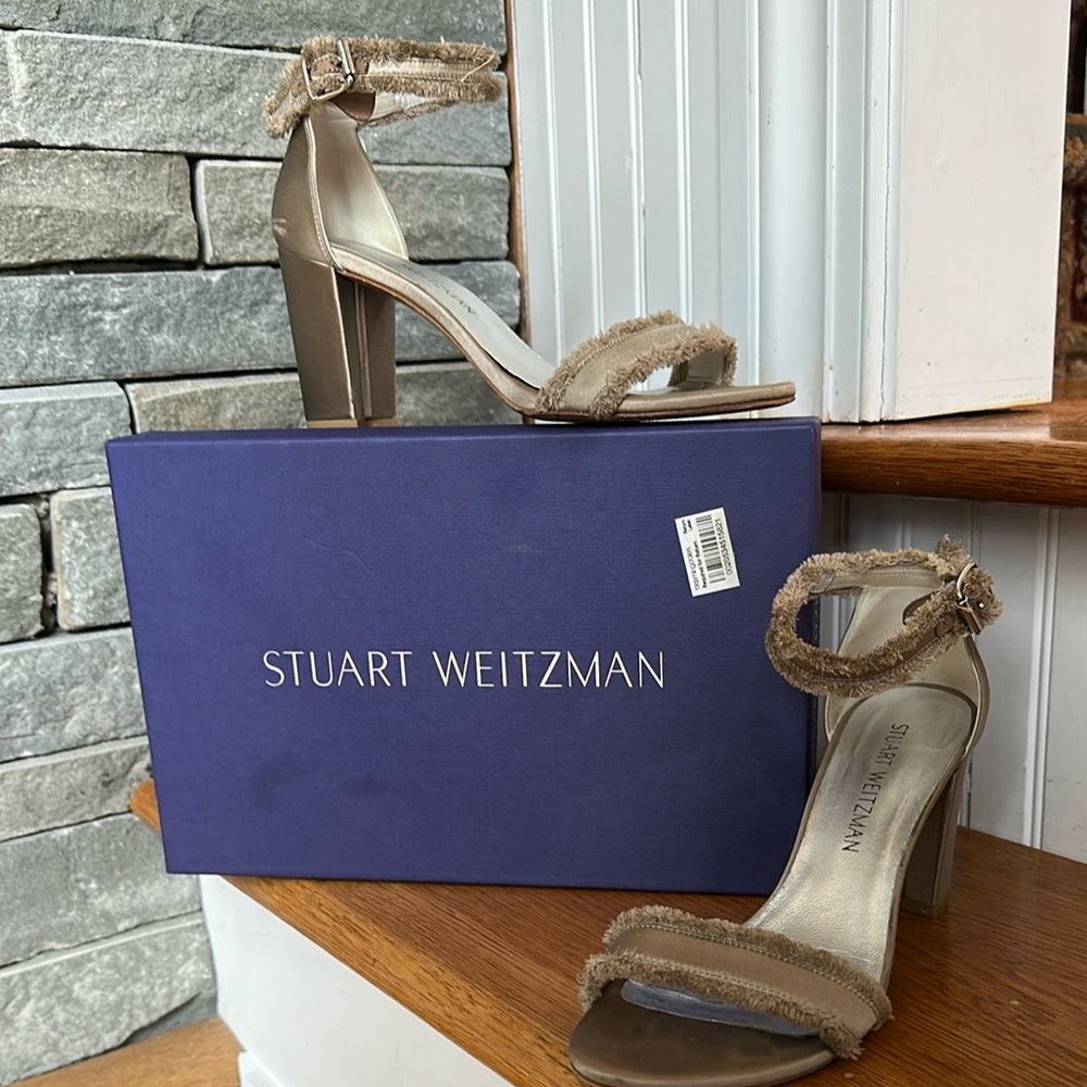 Stuart Weitzman FRAYED Misty Satin Sandal